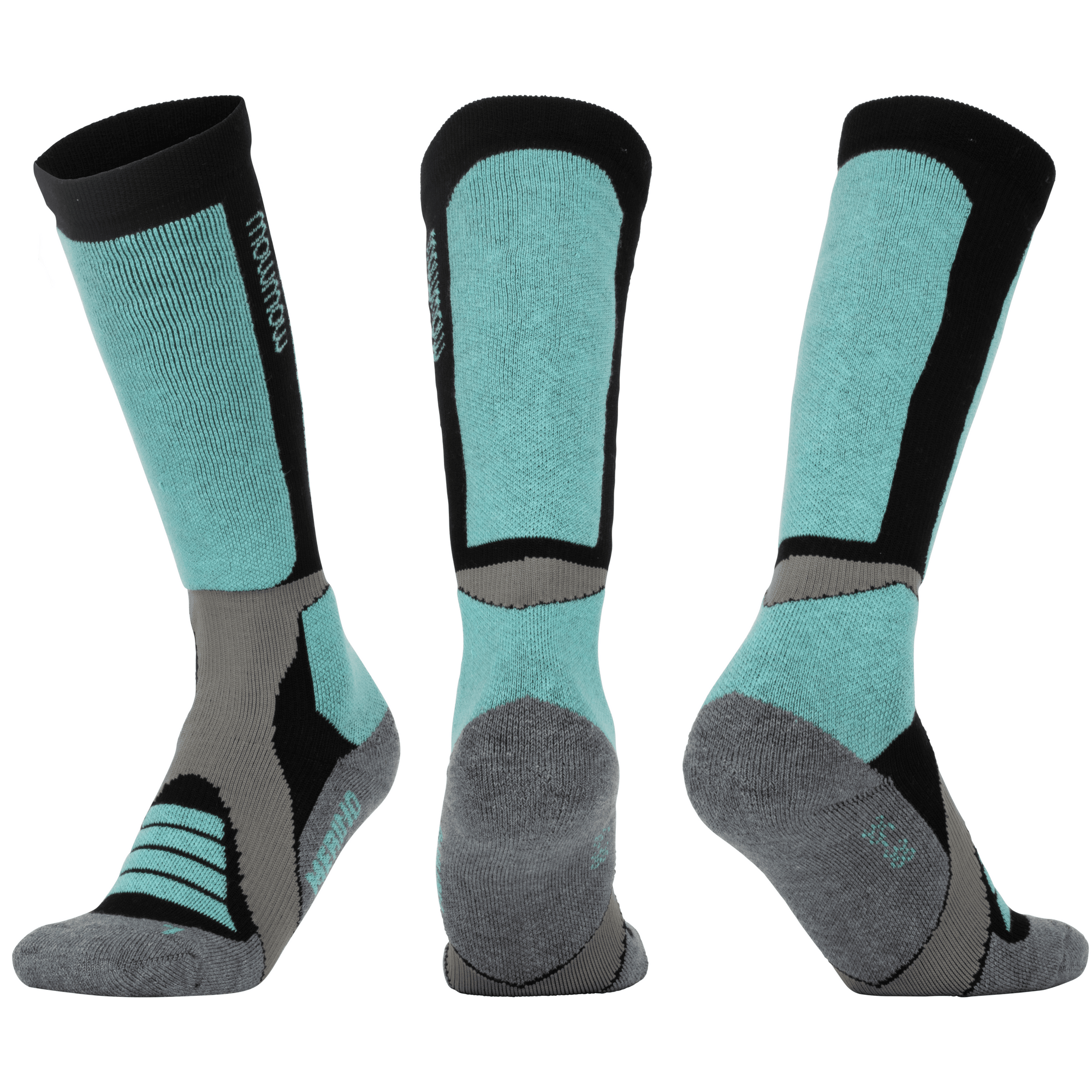 Woolf Snow Socks Merino - size 35-38 Aqua/black/dark grey