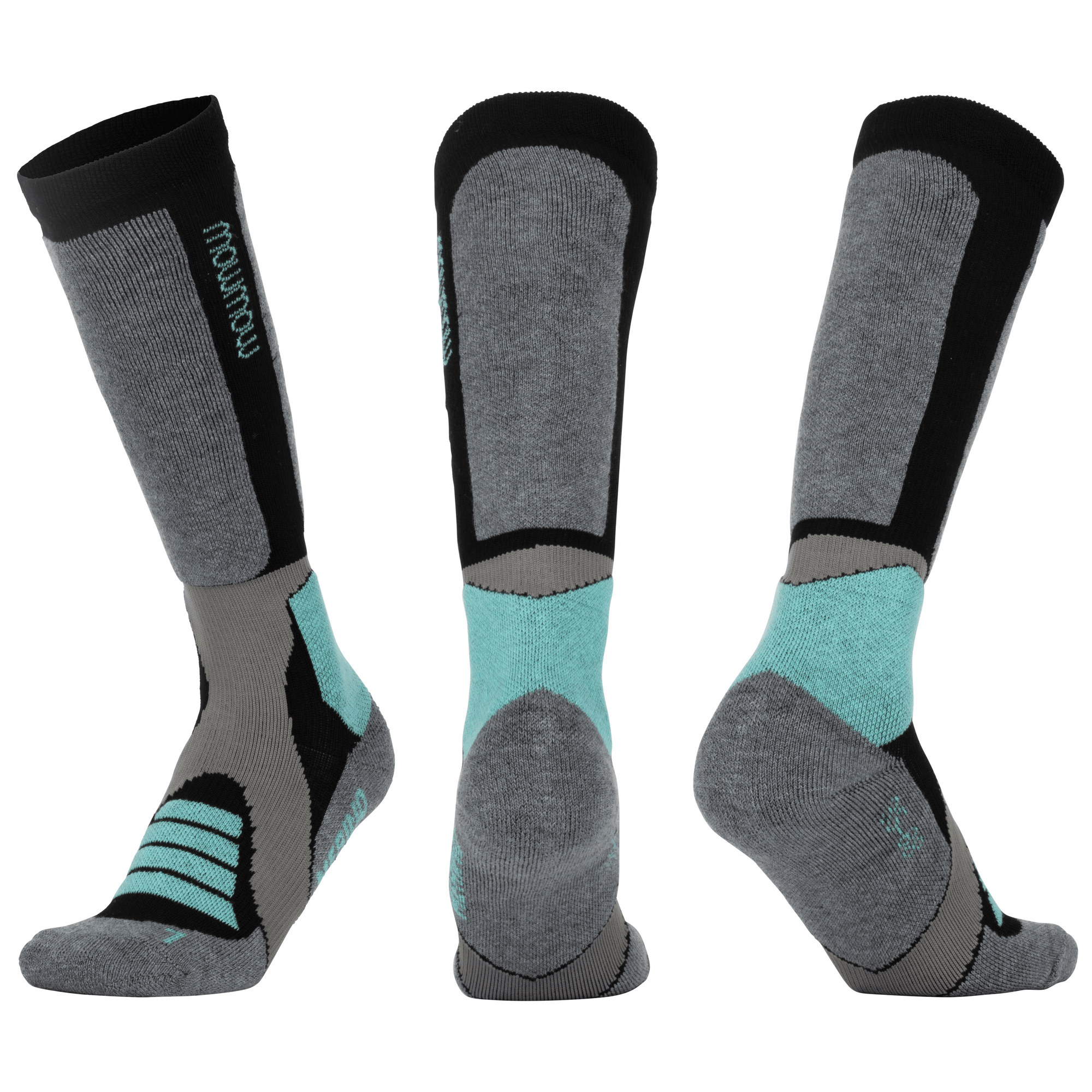 Woolf Snow Socks Merino - size 35-38 Dark grey/aqua/light grey