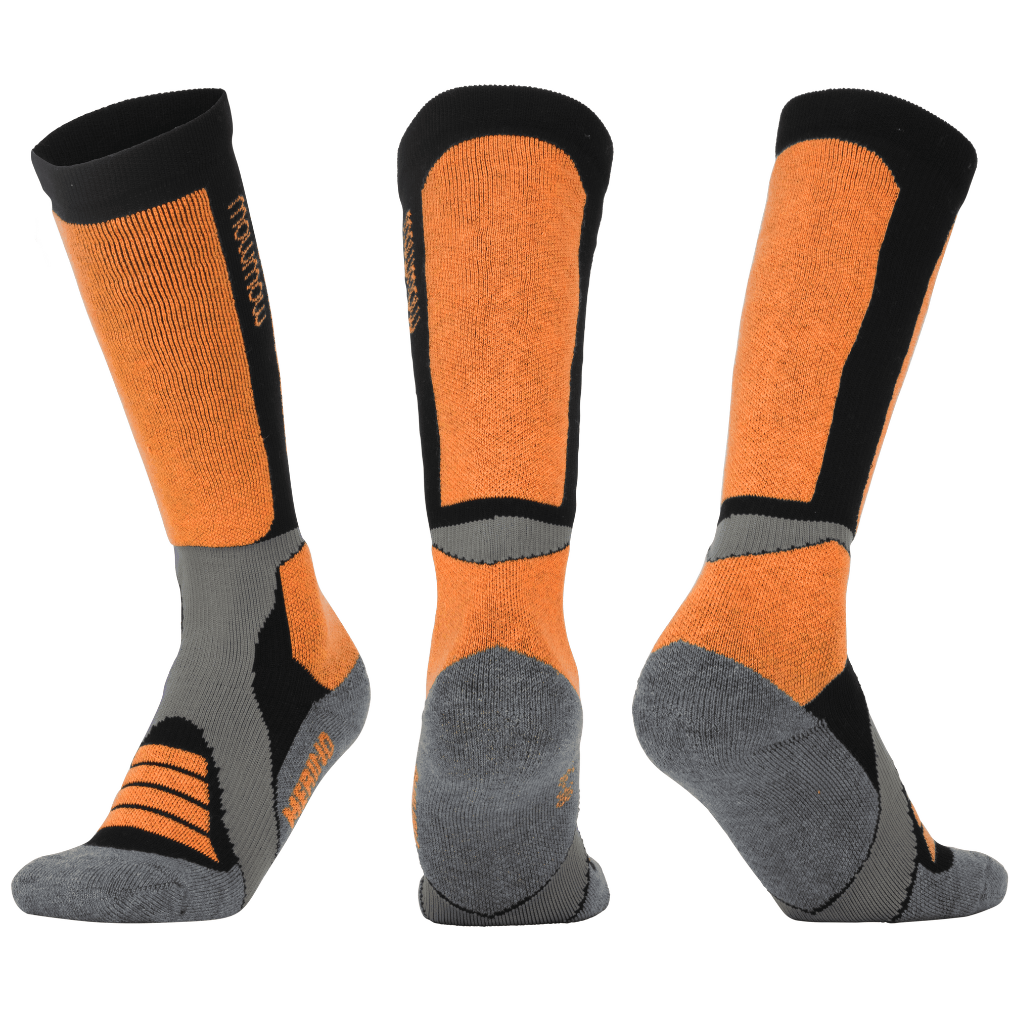 Woolf Snow Socks Merino - size 43-46 Orange/black/dark grey