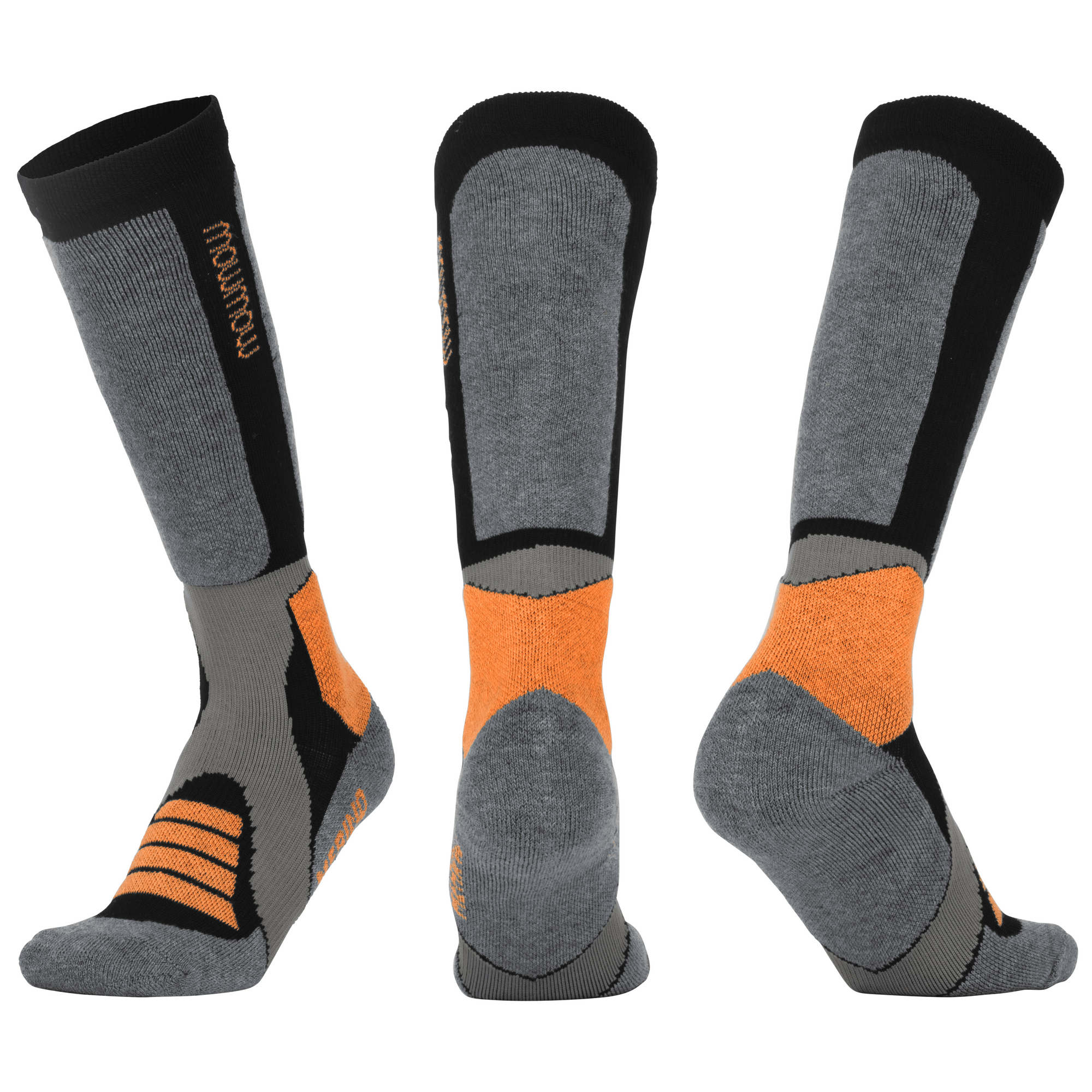 Woolf Snow Socks Merino - size 43-46 Dark grey/orange/light grey