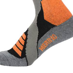 Woolf Snow Socks Merino - size 43-46 Dark grey/orange/light grey